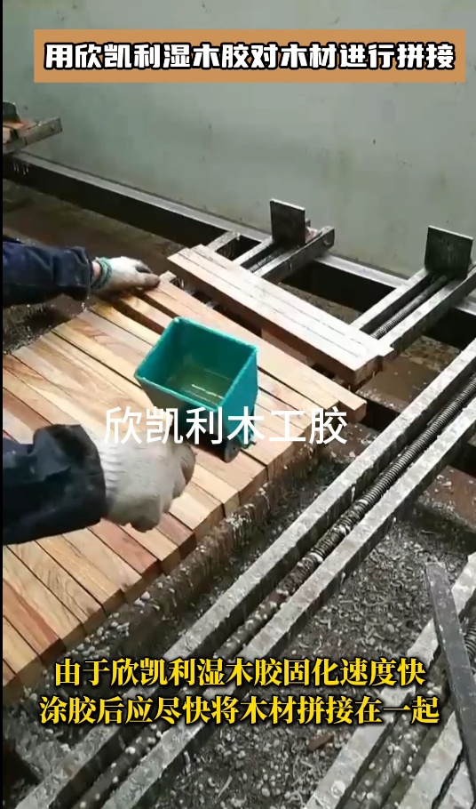 用欣凯利湿木胶对木材进行拼接